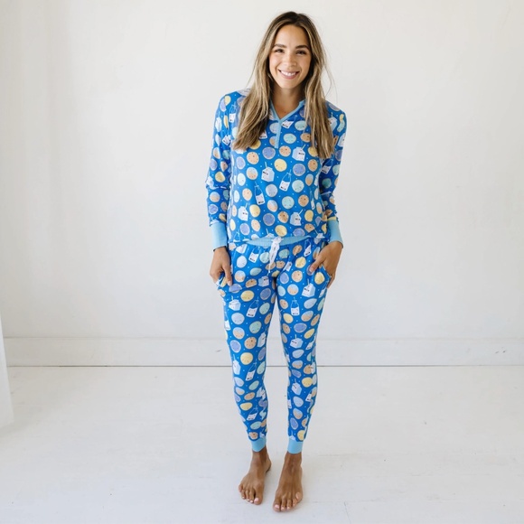 Little Sleepies Other - Little Sleepies Women's Pajama Top and Pants, Cookies & Milk, Blue, Large